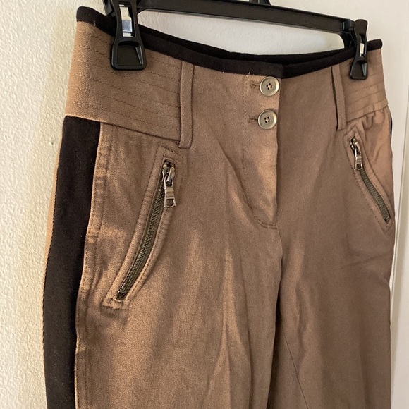 Express Militant Khakis with Black Stripe, zippers, and intricate waist seams - Picture 2 of 6